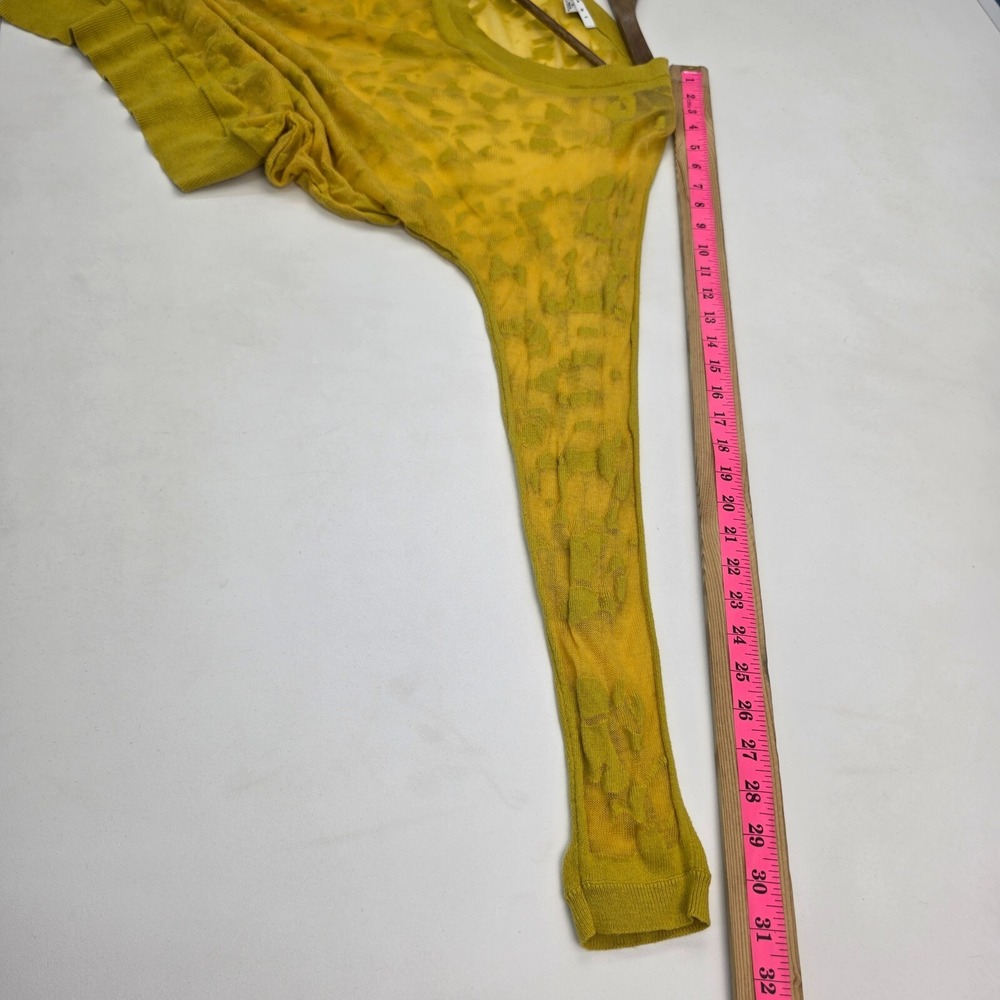 Cabi Womens L Yellow Burnout Sheer Lightweight Textured Knit Long Sleeve Top - Picture 12 of 12